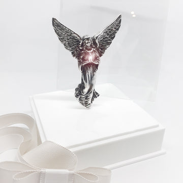 Anjo de Prata em Cúpula Acrílica